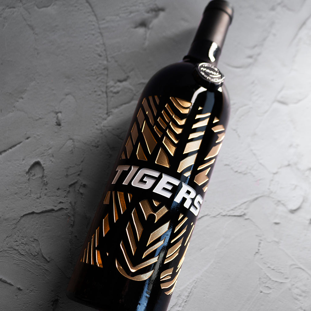 Mizzou Tigers Etched Wine Bottle