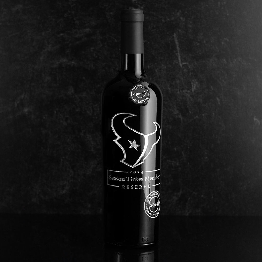 Houston Texans Season Ticket Member Etched Wine Bottle