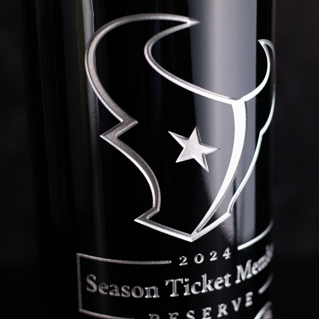 Houston Texans Season Ticket Member Etched Wine Bottle