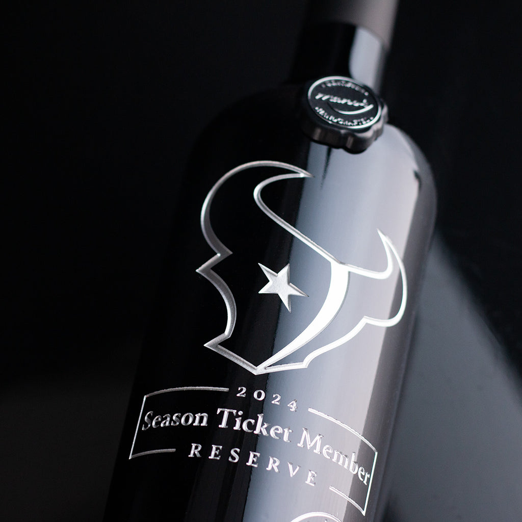 Houston Texans Season Ticket Member Etched Wine Bottle