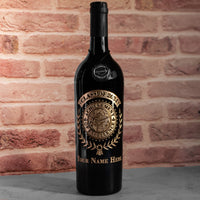Mano's Wine Custom Graduate Laurel Etched Wine bottle in 750ml and 3L bottles