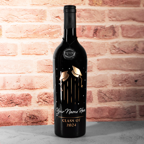 Custom Graduation Cap Etched Wine