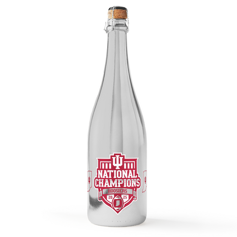 Celebrate the big football national championship victory with Indiana University 2025 National Champions Silver Bubbly Wine