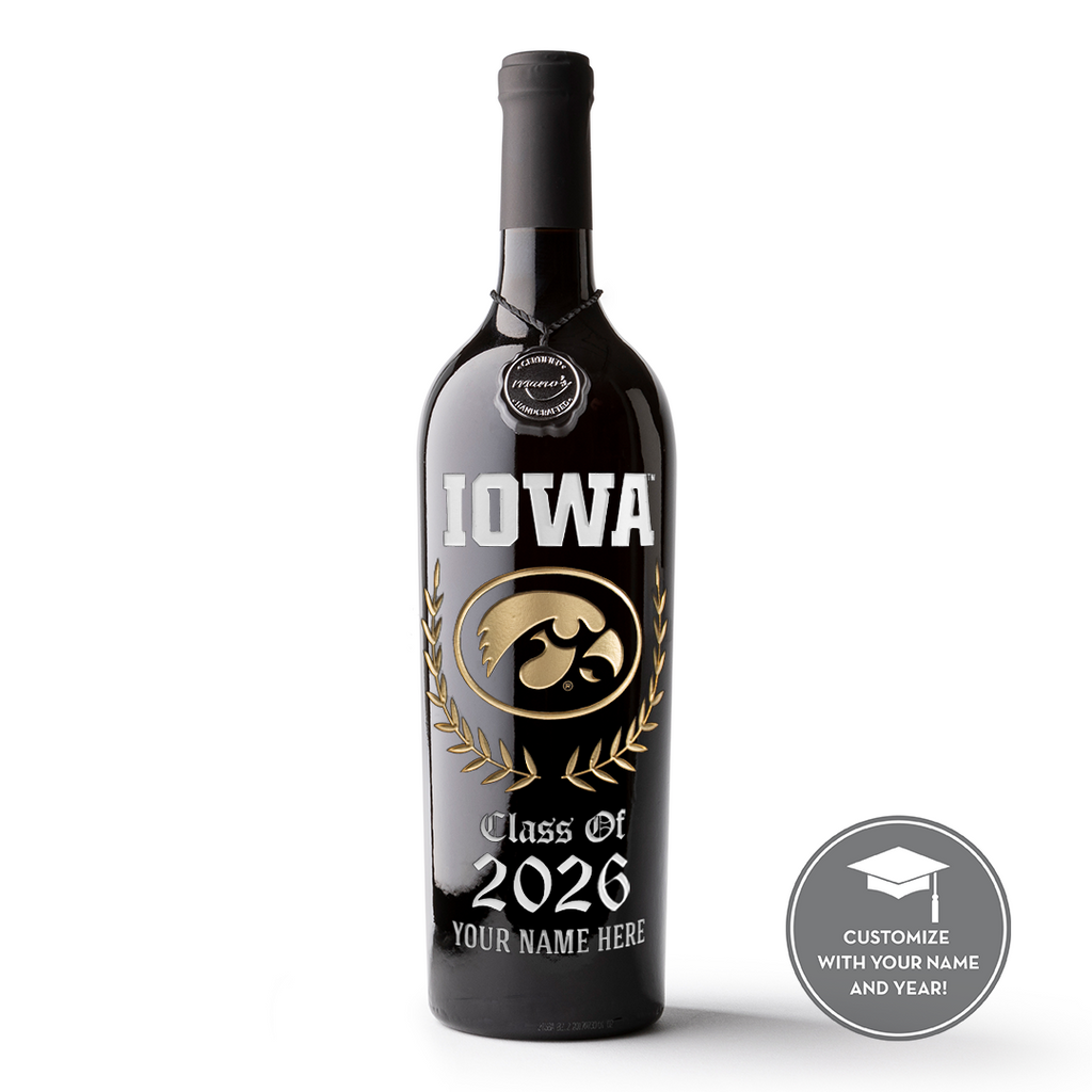 University of Iowa Custom Alumni Etched Wine