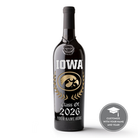 University of Iowa Custom Alumni Etched Wine
