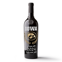 University of Iowa Custom Alumni Etched Wine