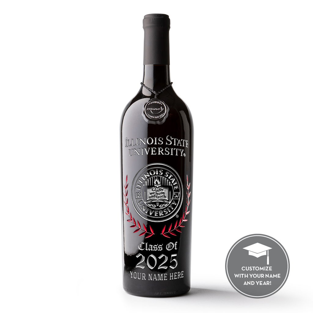 Illinois State University Custom Alumni Etched Wine Bottle