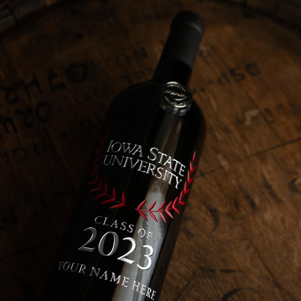 Iowa State University Custom Alumni Etched Wine Bottle