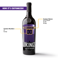 Minnesota Vikings Custom Jersey Etched Wine Bottle