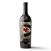 Chiefs 2023 Champions Etched Wine Bottle