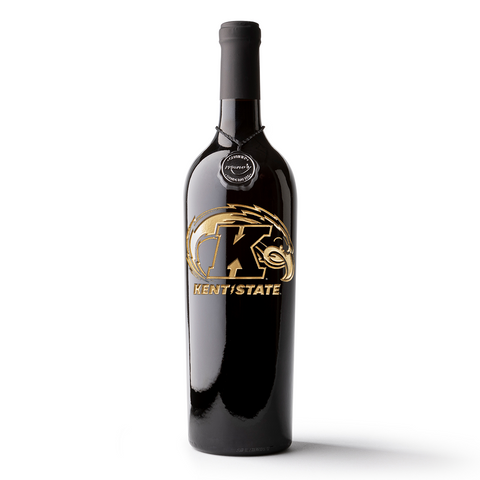 Kent State University Logo Etched Wine