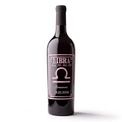 Libra Custom Etched Wine Bottle