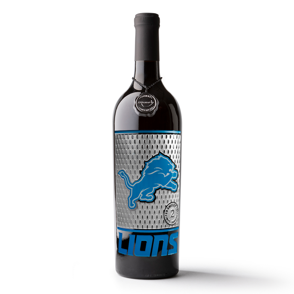 Detroit Lions Limited Edition Collection 2 Etched Wine