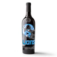 Detroit Lions Honolulu Blue Limited edition deep etched cabernet sauvignon wine bottle from Mano's Wine