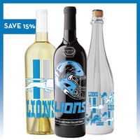 Detroit Lions collectors pack from Mano's Wine featuring "SAVE 15%" text
