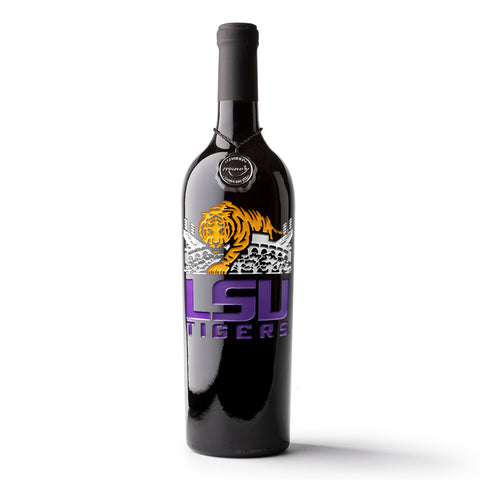 LSU Tigers Stadium Etched Wine