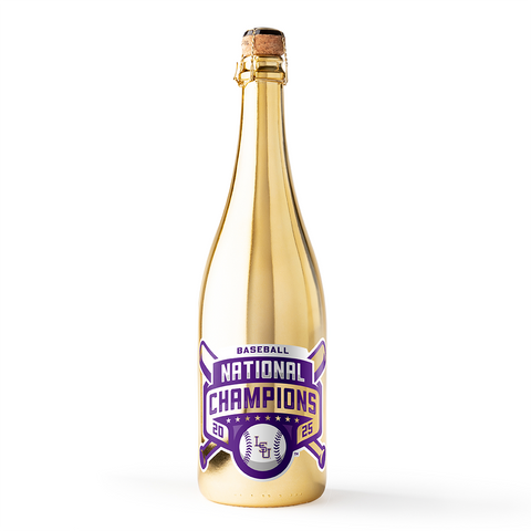 LSU 2025 Baseball National Champions Logo Gold Metallic Bubbly
