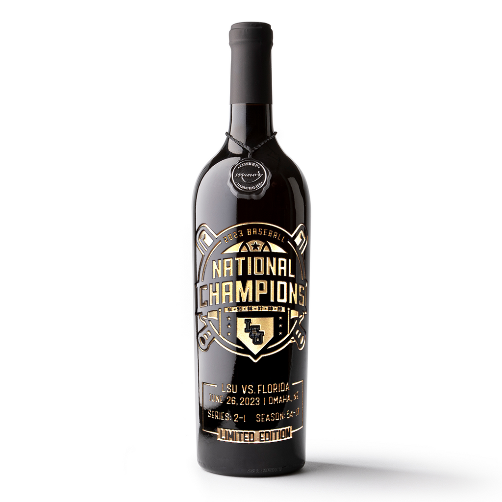 LSU 2023 Baseball National Champions Etched Wine