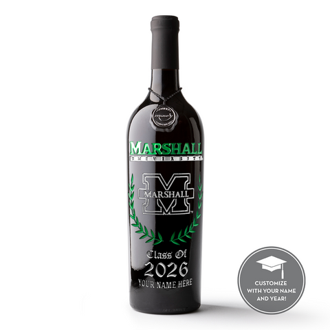 Marshall University Custom Alumni Etched Wine