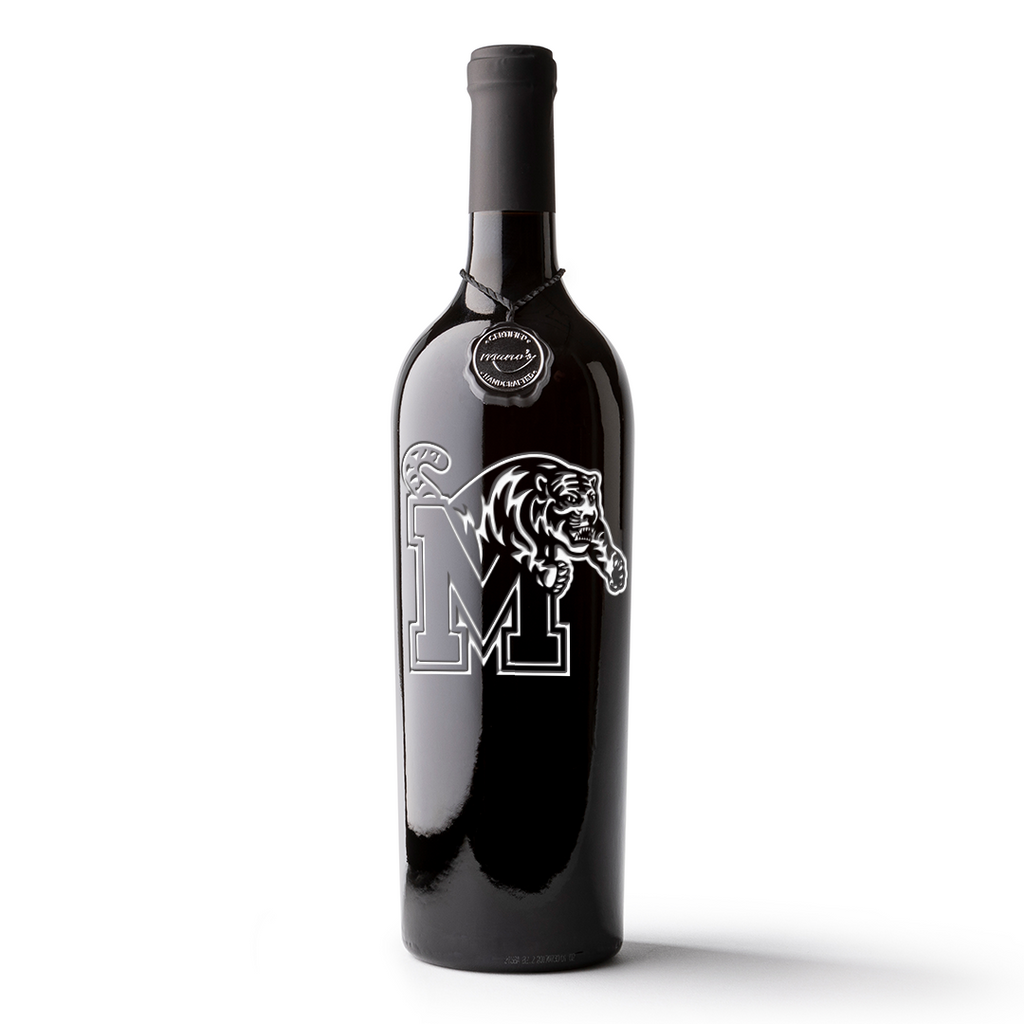 University of Memphis Etched Wine