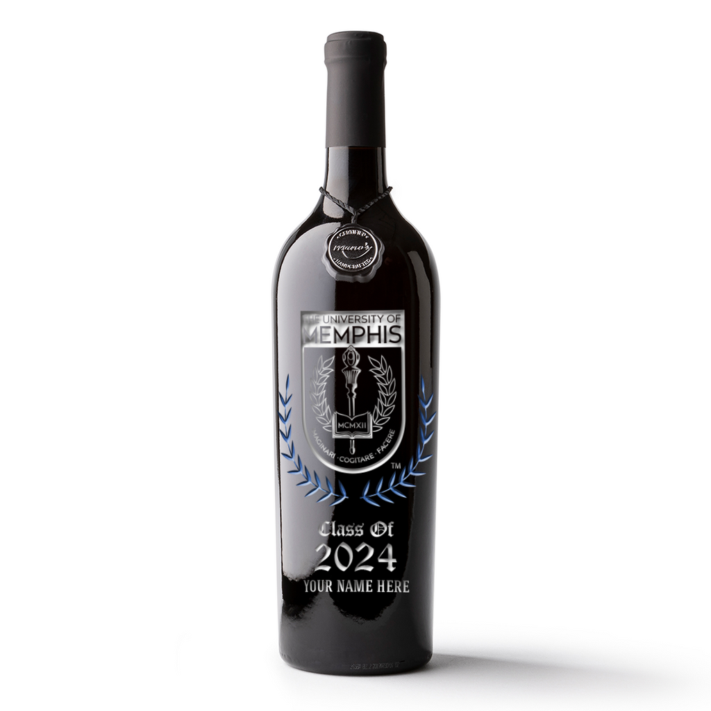 University of Memphis Custom Alumni Etched Wine