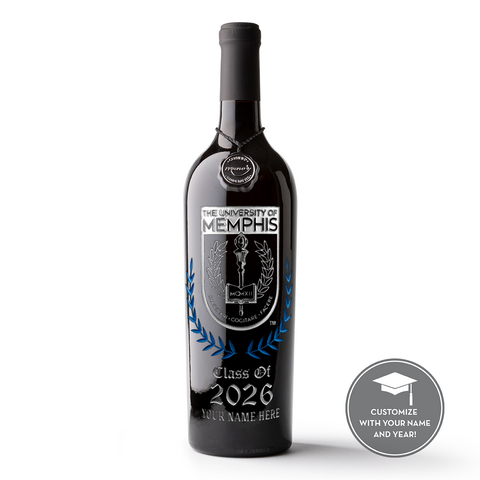 University of Memphis Custom Alumni Etched Wine