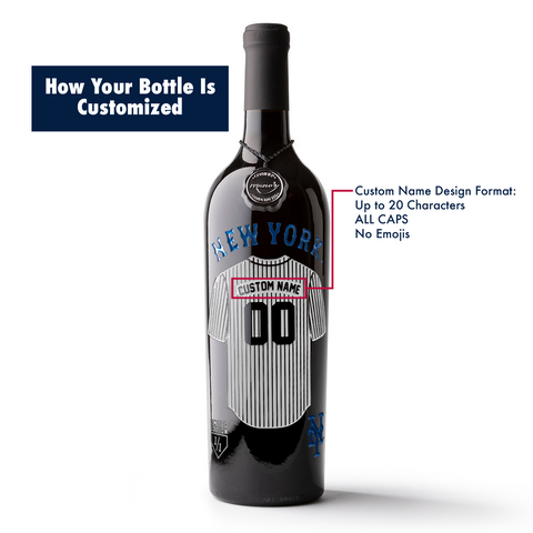 New York Mets Custom Jersey Etched Wine