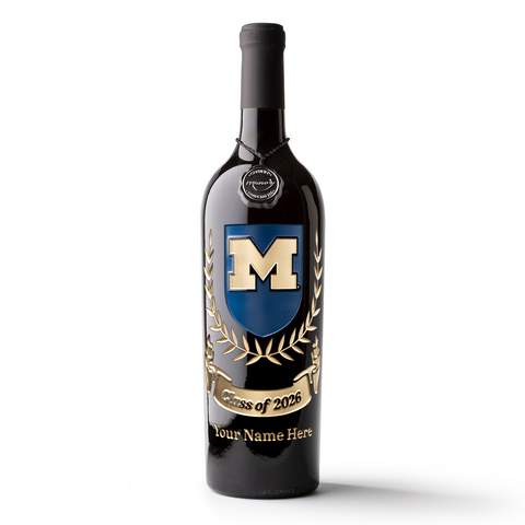 University of Michigan Custom Alumni Etched Wine