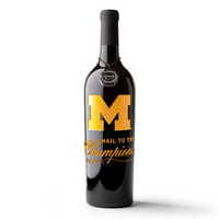 University of Michigan Hail to the Champions Etched Wine from Mano's Wine