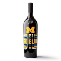 Go Blue University of Michigan Etched Wine bottle from Mano's Wine