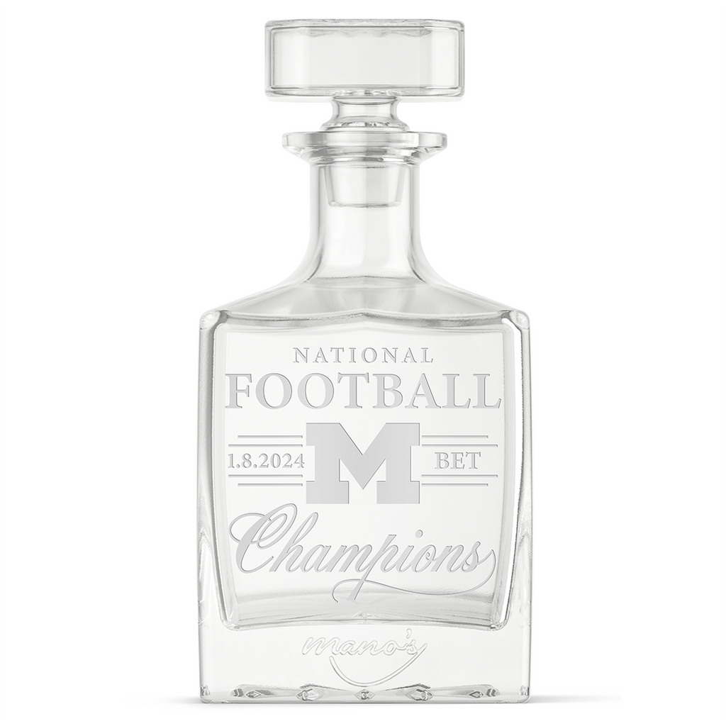 Empty University of Michigan Football National Champions Decanter from Mano's Wine