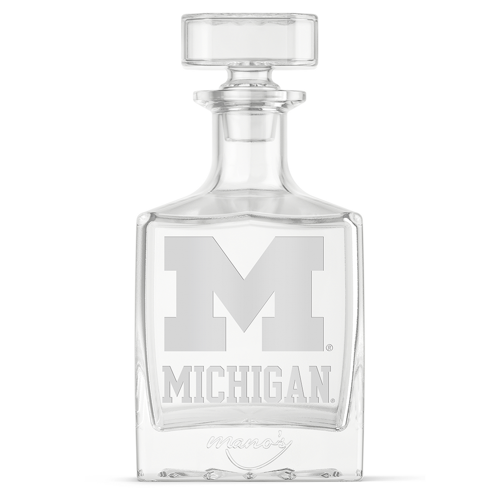 Empty University of Michigan Logo Decanter from Mano's Wine