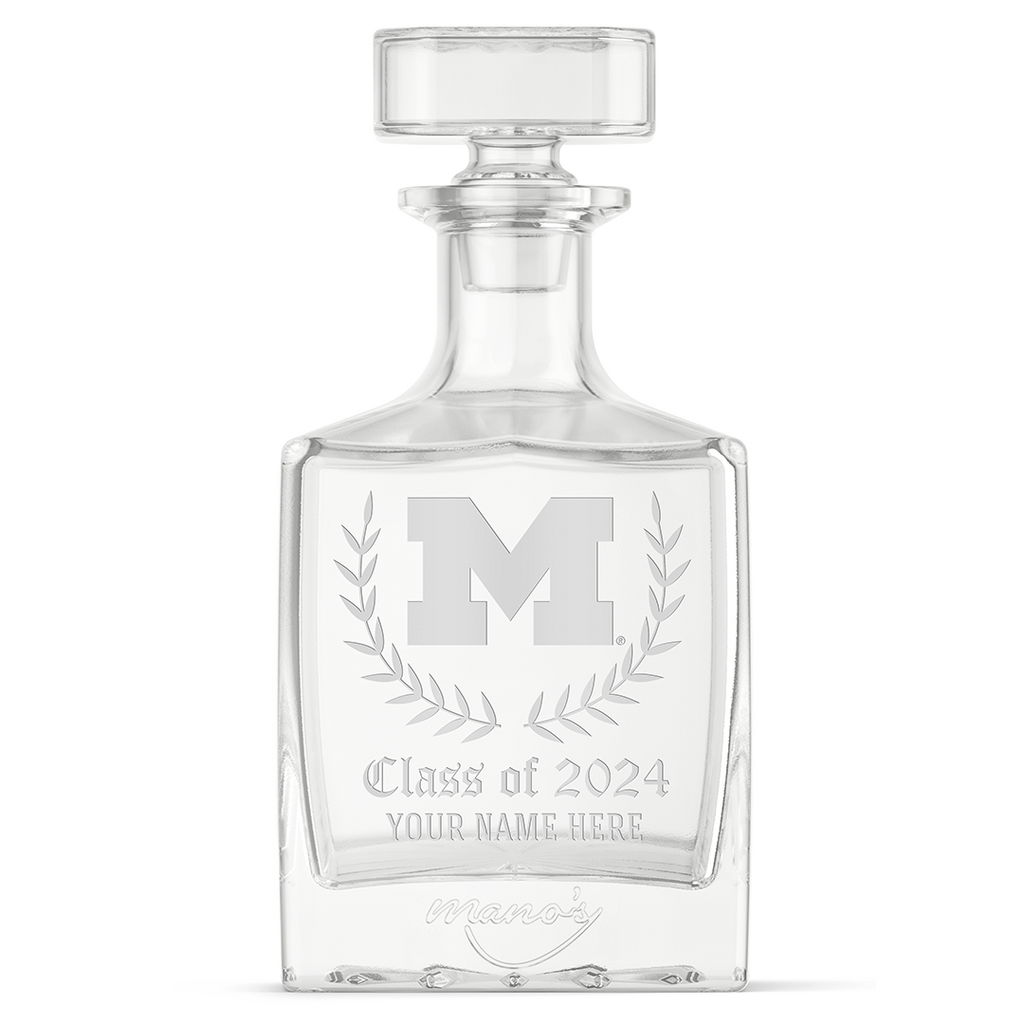 Empty University of Michigan Custom Alumni Decanter from Mano's Wine