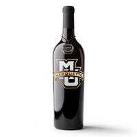 Marquette University Logo Etched Wine Bottle