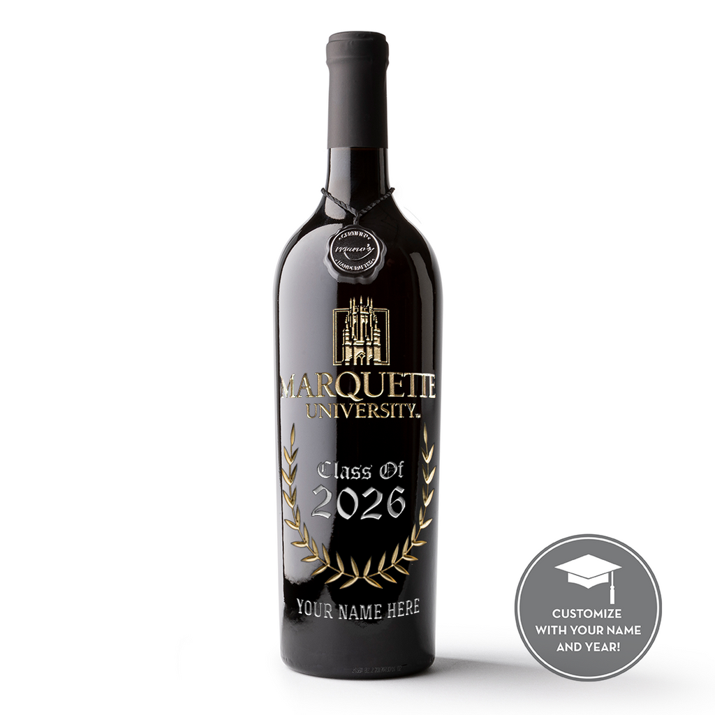 Marquette University Custom Alumni Etched Wine Bottle
