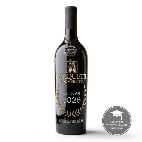Marquette University Custom Alumni Etched Wine Bottle