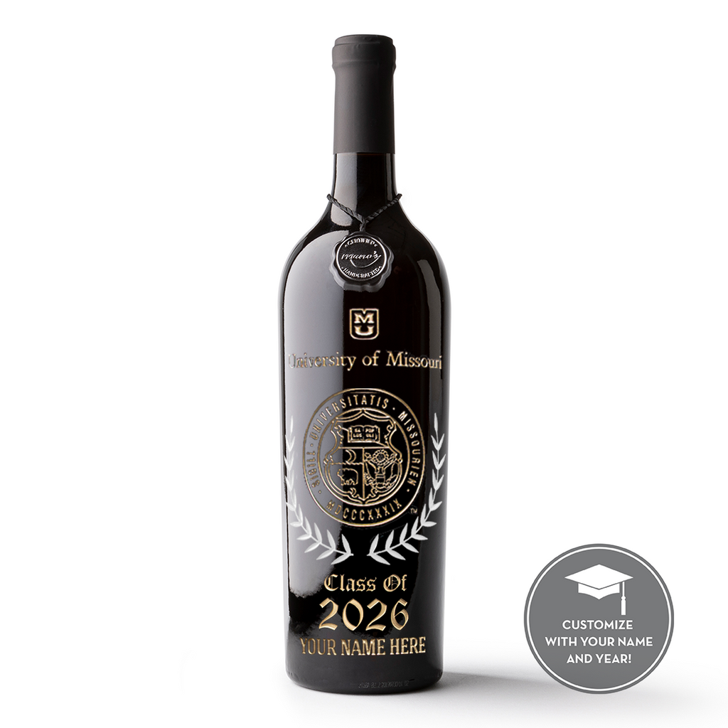University of Missouri Commemorative Alumni Etched Wine Bottle