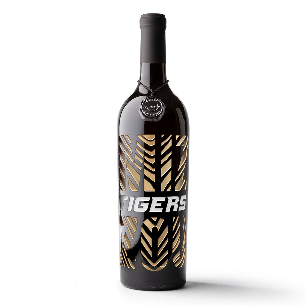Mizzou Tigers Etched Wine Bottle