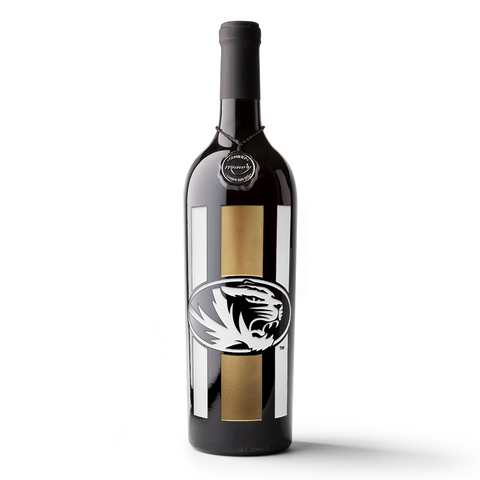 University of Missouri Stripes Etched Wine Bottle