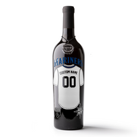 Mano's Wine bottle featuring a customizable Seattle Mariners jersey etched on the wine bottle