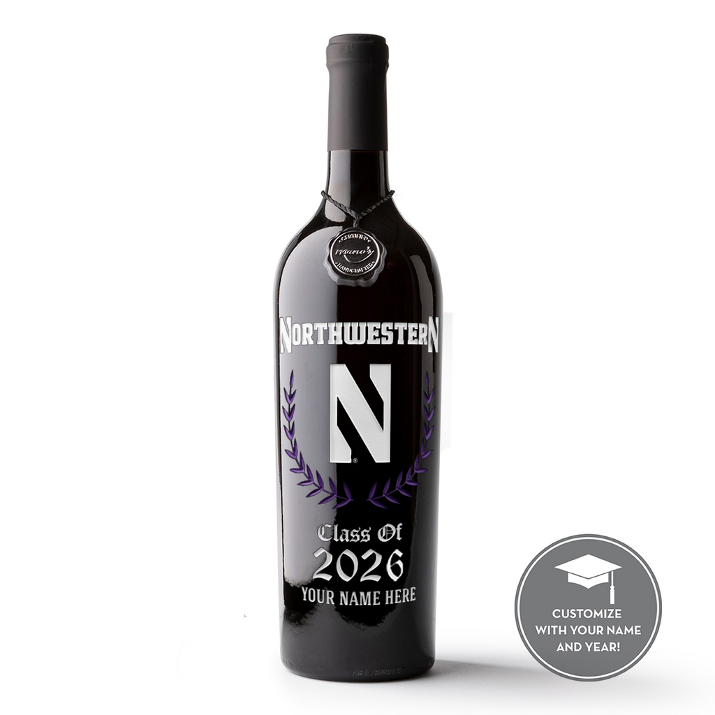 Northwestern University Custom Alumni Etched Wine