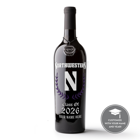 Northwestern University Custom Alumni Etched Wine