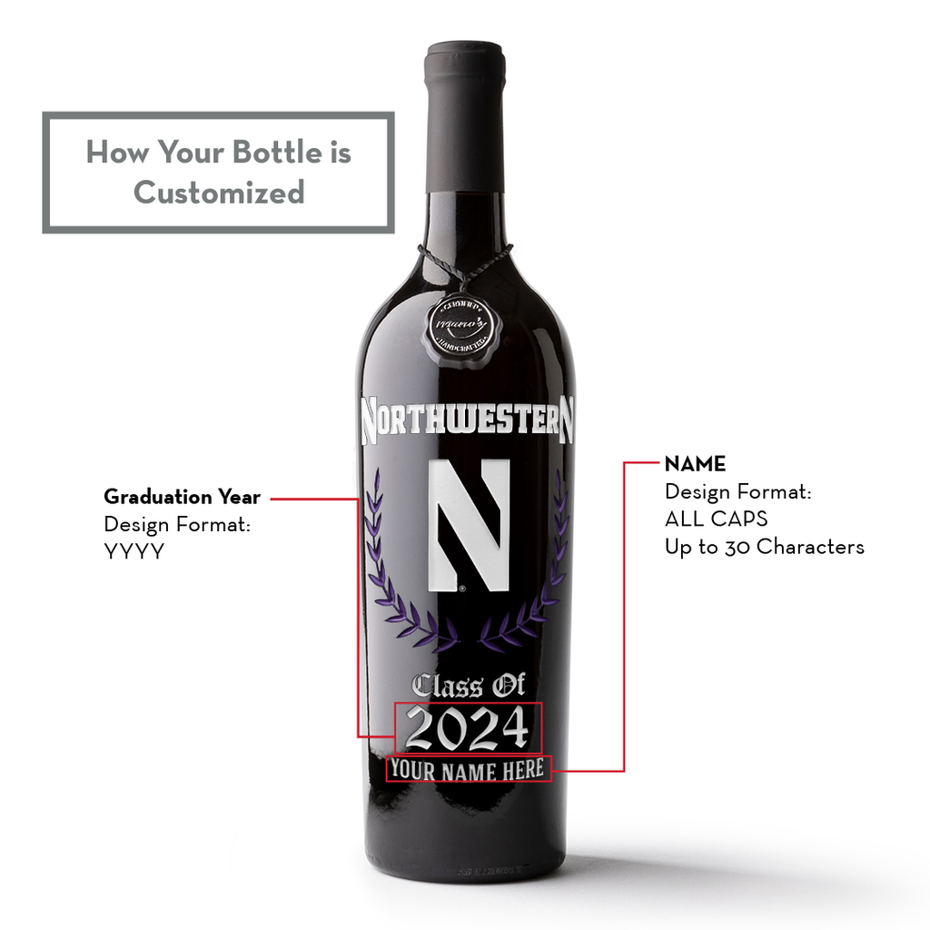Northwestern University Custom Alumni Etched Wine