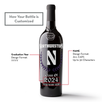 Northwestern University Custom Alumni Etched Wine