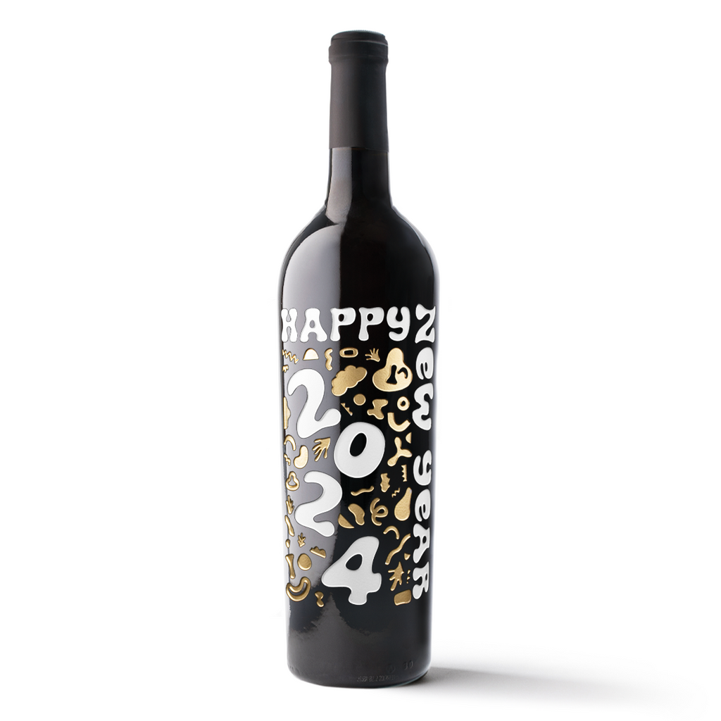 Happy New Year 2024 Etched Wine