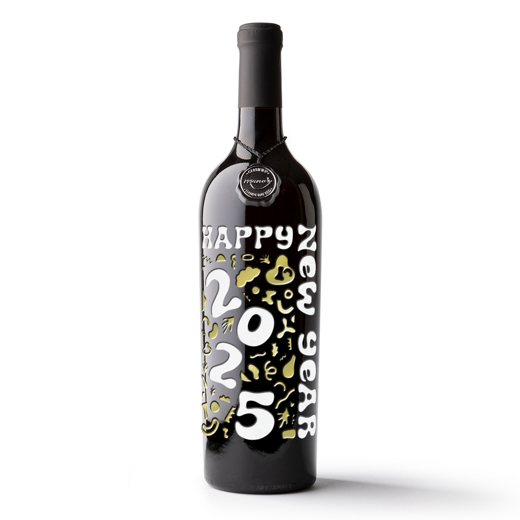 Happy New Year 2025 Etched Wine