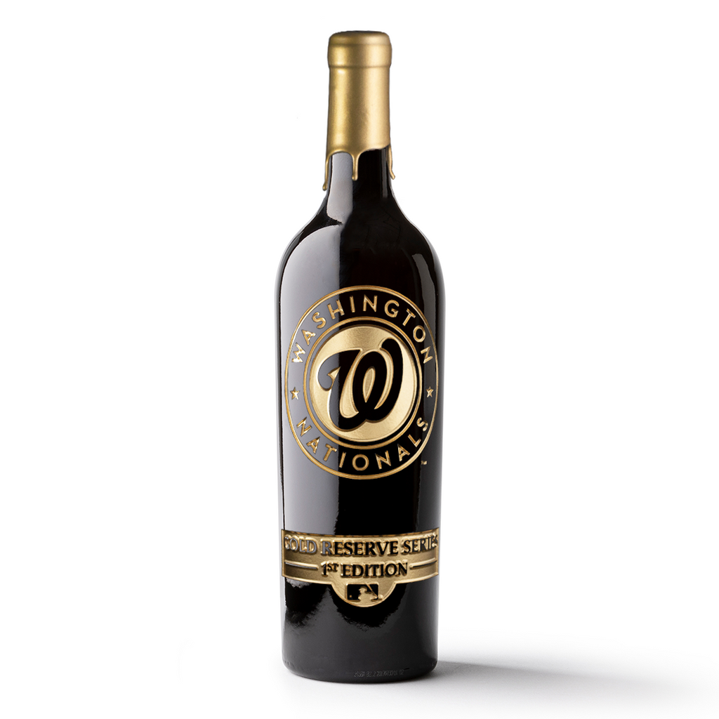 Washington Nationals Gold Reserve Etched Wine Bottle