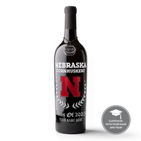 University of Nebraska Custom Alumni Etched Wine Bottle