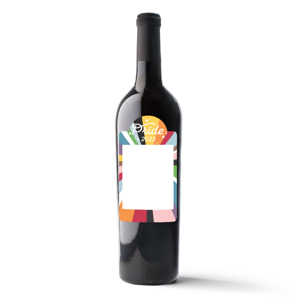 Rainbow Burst Custom Photo Label Wine