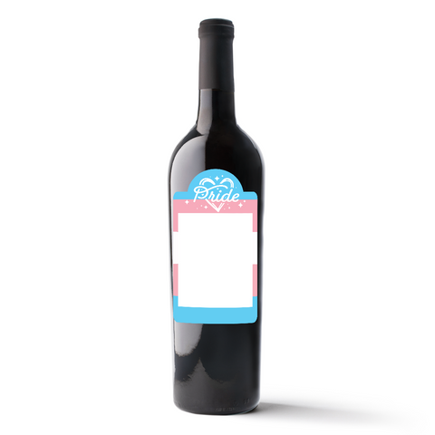 Trans Pride Flag Custom Photo Label Wine